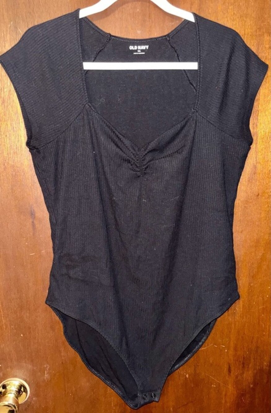 Old Navy Black Ribbed Cinched Sweetheart Neckline Bodysuit Size XXL